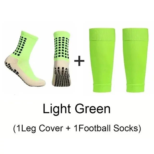 Men's Grip Soccer Socks & Shin Guards Set